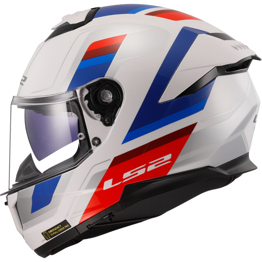 CASCO INTEGRALE LS2 STREAM II VINTAGE - Bianco - Blu - Rosso