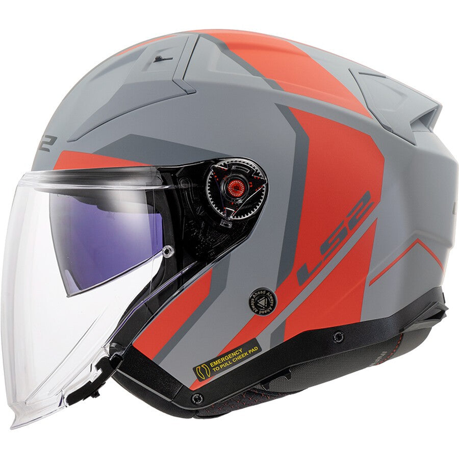 CASCO JET LS2 INFINITY II FOCUS - Grigio - Rosso