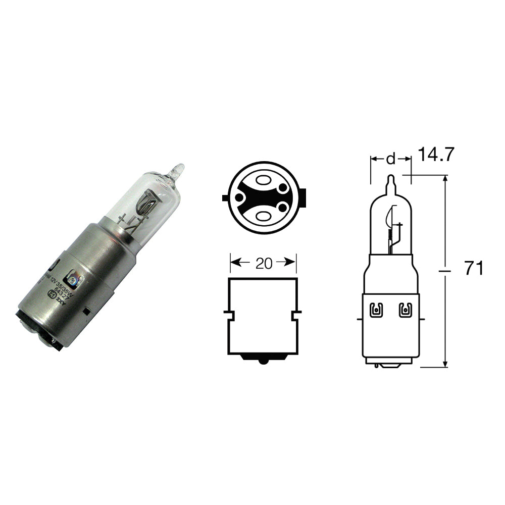 Lampada S2 12V-35/35W / BA20D / Alogena