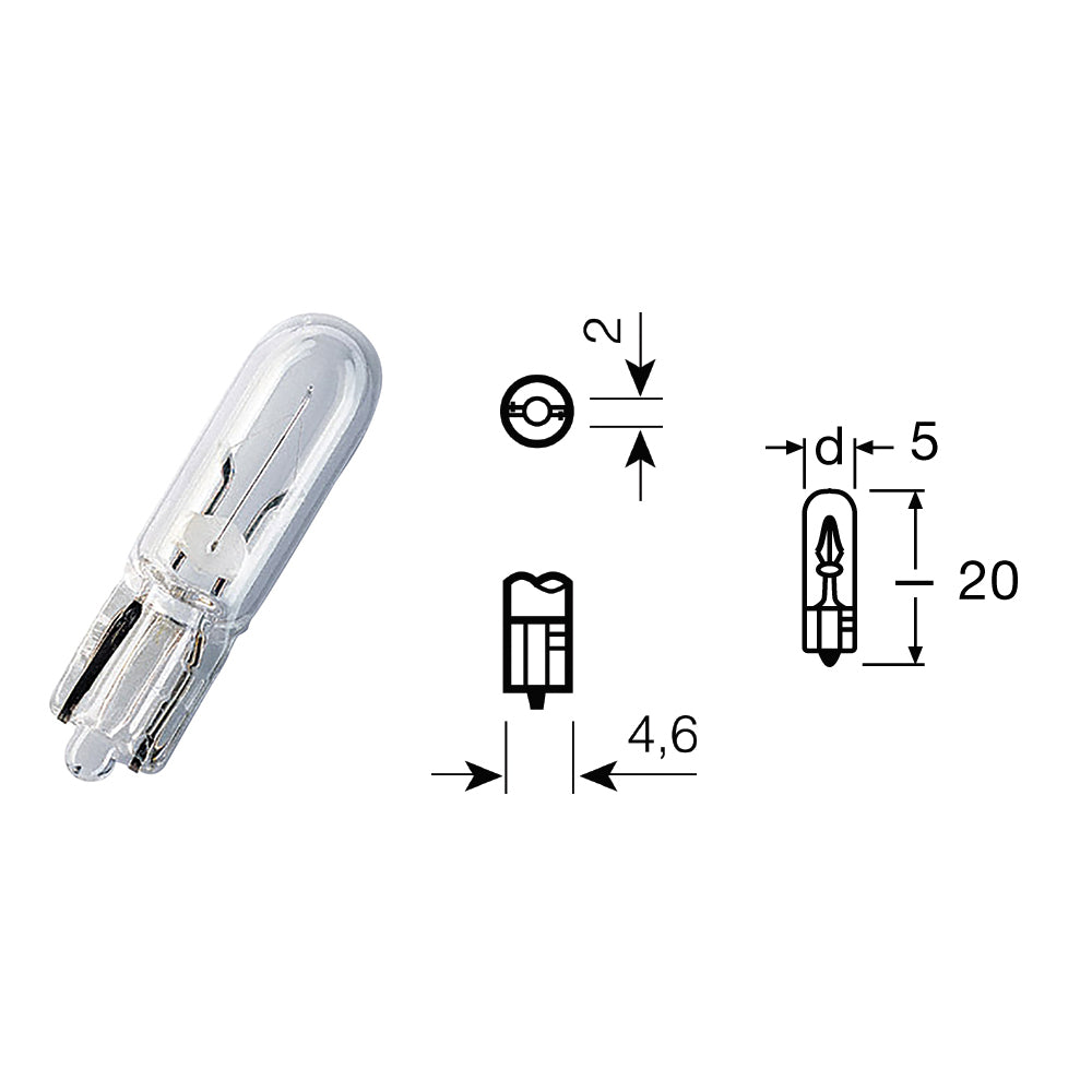Lampada T5 12V-1,2W / W2X4.6D