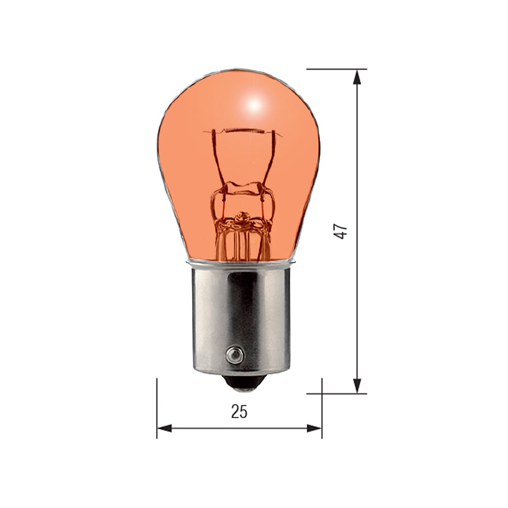 Lampada BA15S 25x47mm 12V 21W Arancione