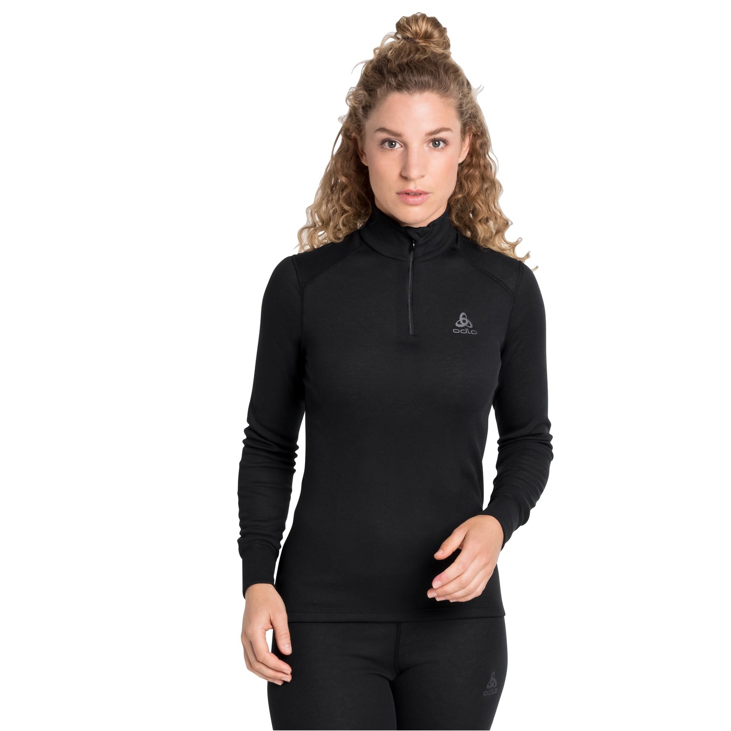 Maglia tecnica DONNA ODLO BL TOP TURTLE NECK L/S HALF ZIP ACTIVE W - NERO 159081 - 15000