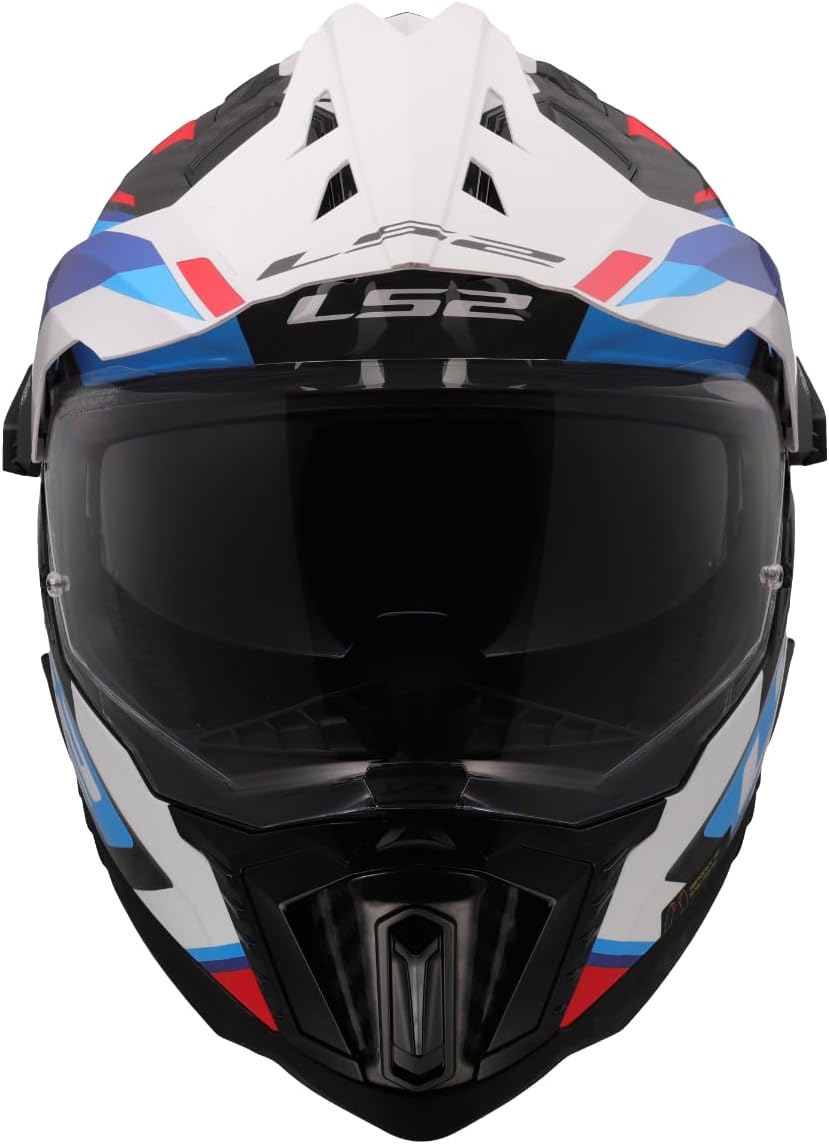 Cross helmet - LS2 MX701 EXPLORER carbon frontier II - white / blue