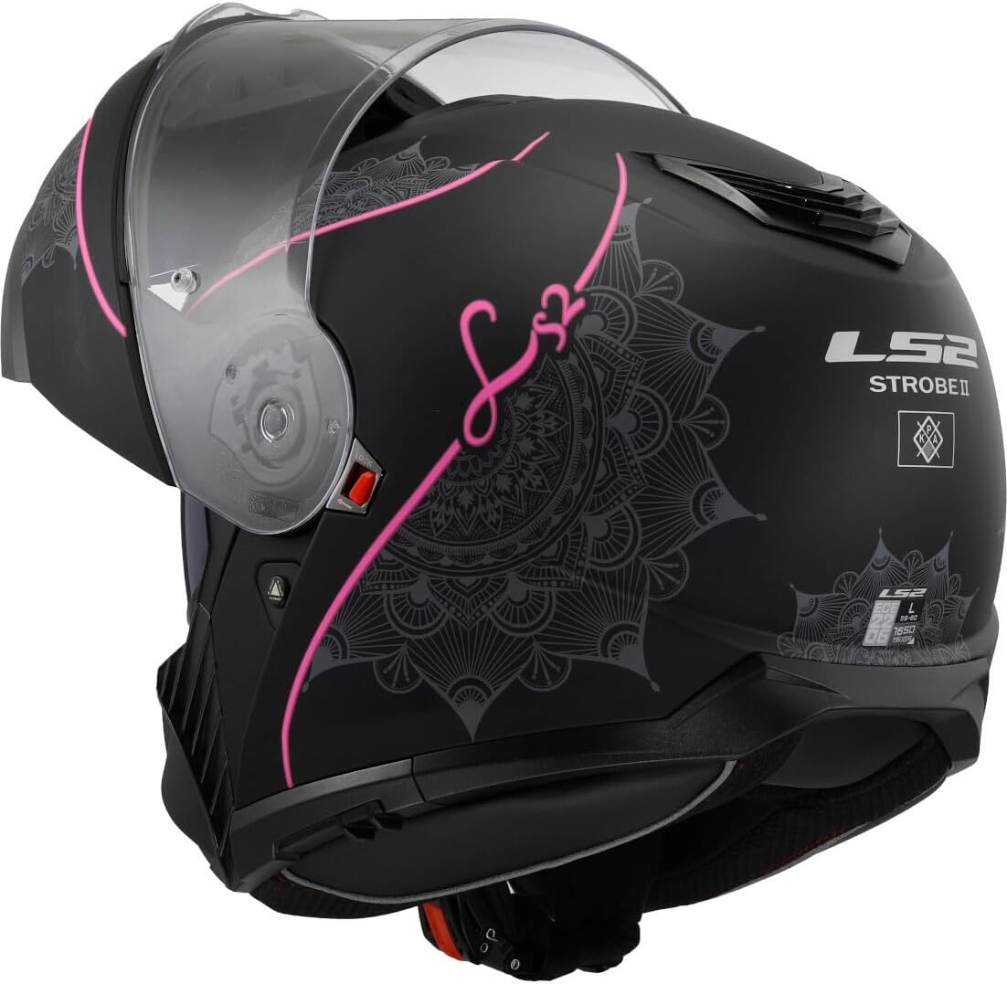 LS2 FF908 STROBE II LUX modular motorcycle helmet - matt black/pink