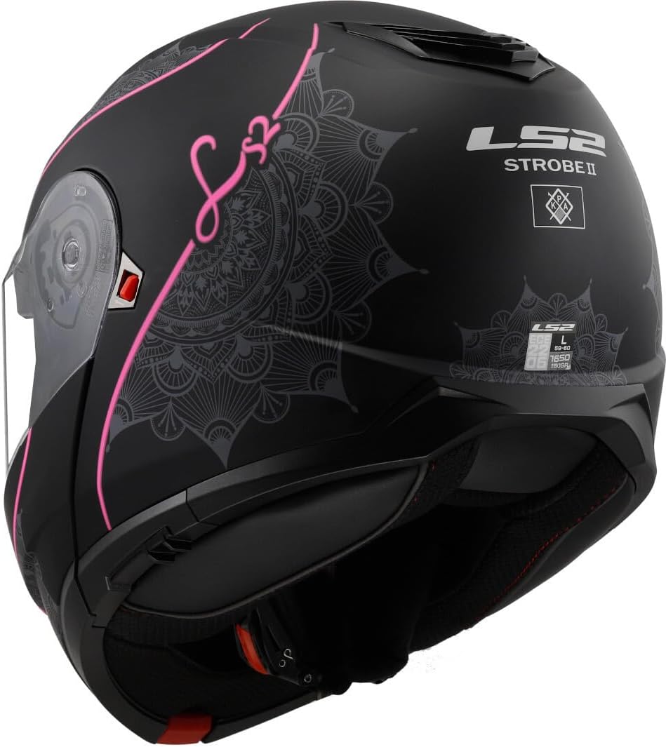 LS2 FF908 STROBE II LUX modular motorcycle helmet - matt black/pink