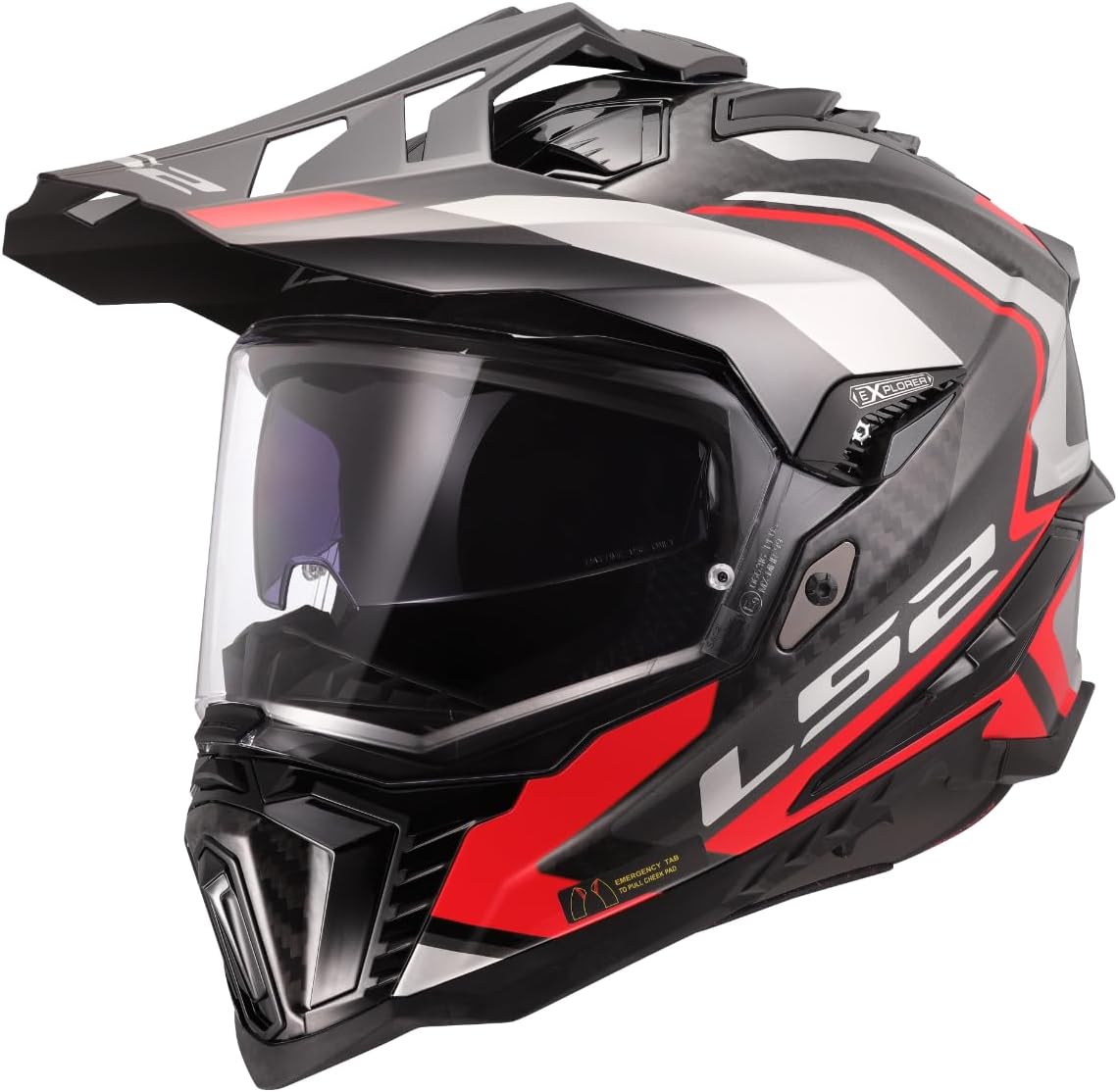Cross helmet - LS2 MX701 EXPLORER carbon frontier II - white / blue
