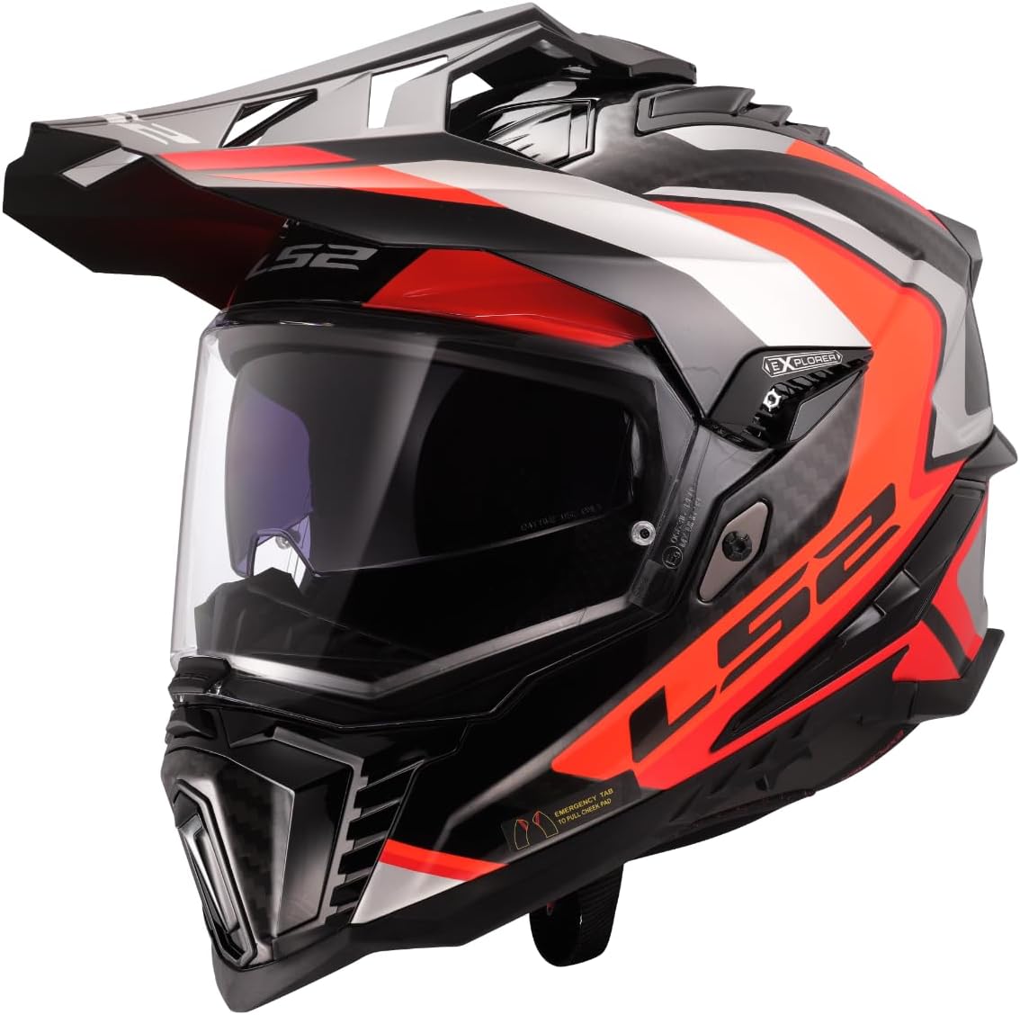 Cross helmet - LS2 MX701 EXPLORER carbon frontier II - white / blue