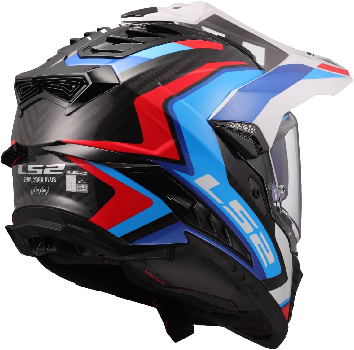 Cross helmet - LS2 MX701 EXPLORER carbon frontier II - white / blue