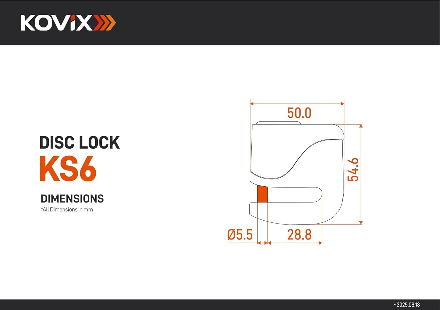 BLOCCADISCO ALLARMATO CON RICARICA USB KOVIX KS6-BM BRUSH METAL
