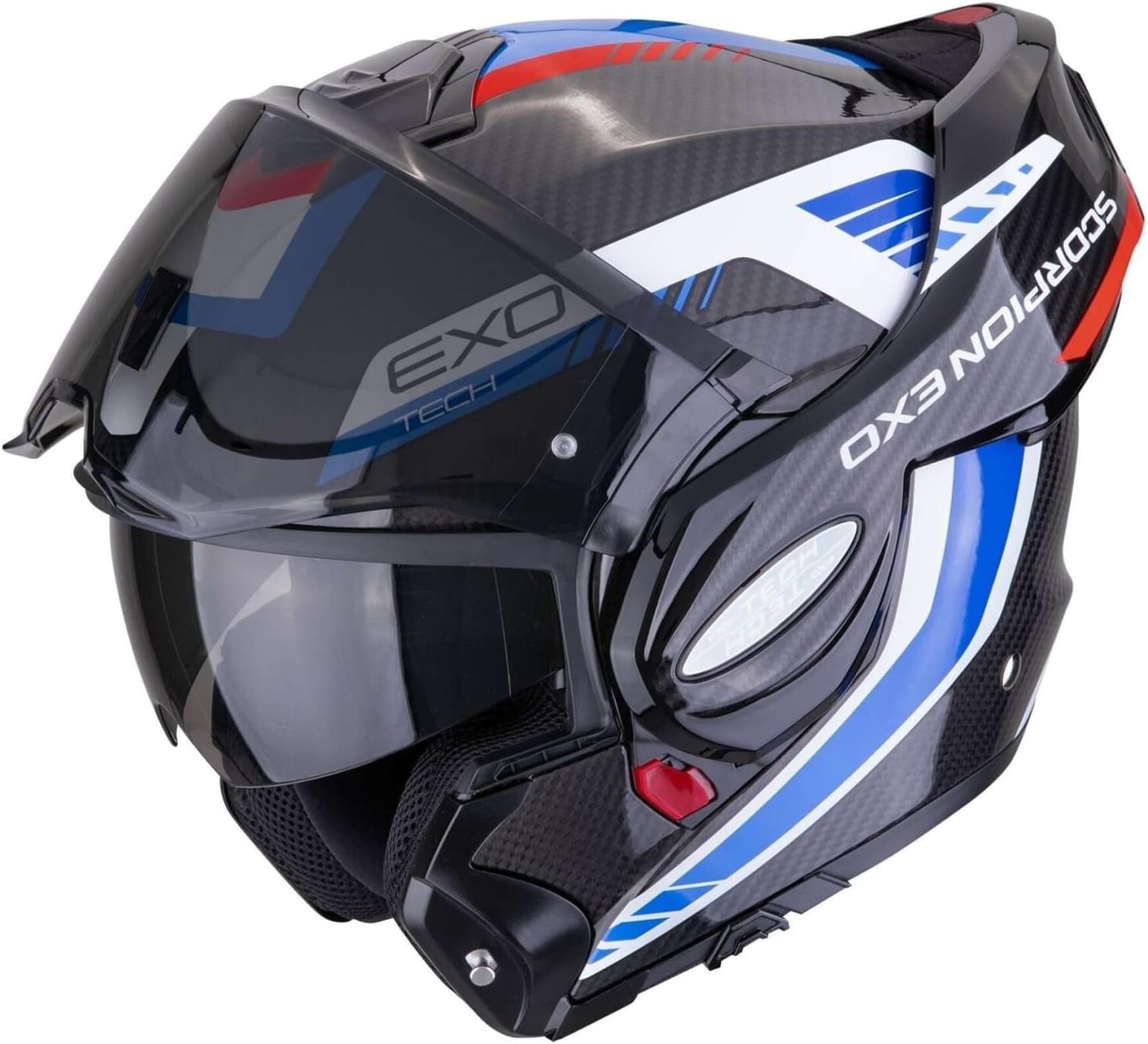 Modular folding chin guard motorcycle helmet SCORPION EXO-TECH EVO ECE 22.06 CARBON - matt black
