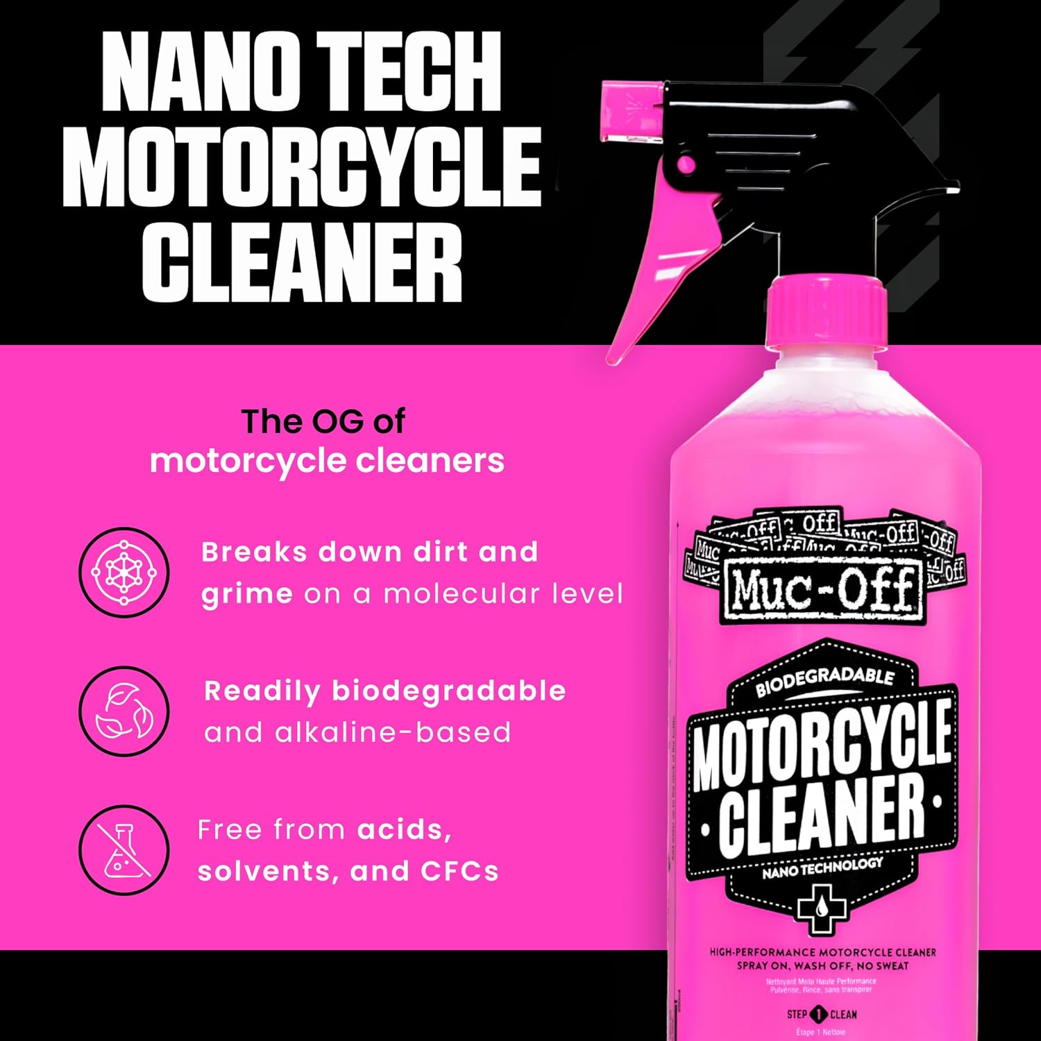 DETERGENTE SPRAY MOTO AD AZIONE RAPIDA MUC-OFF NANO-TECH 1L