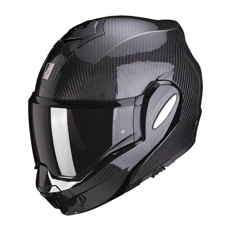 Modular motorcycle helmet with flip-up chin guard SCORPION EXO-TECH EVO ECE 22.06 CARBON - glossy