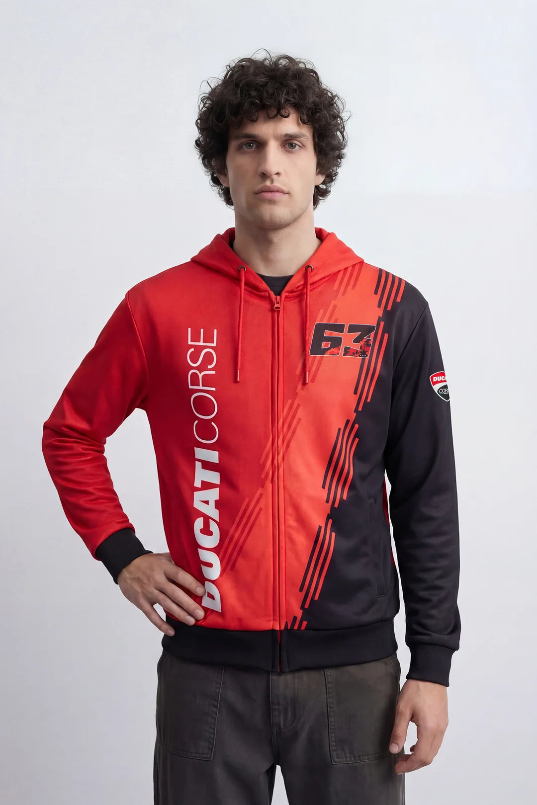 FELPA CON CAPPUCCIO E ZIP DUCATI CORSE BAGNAIA 63
