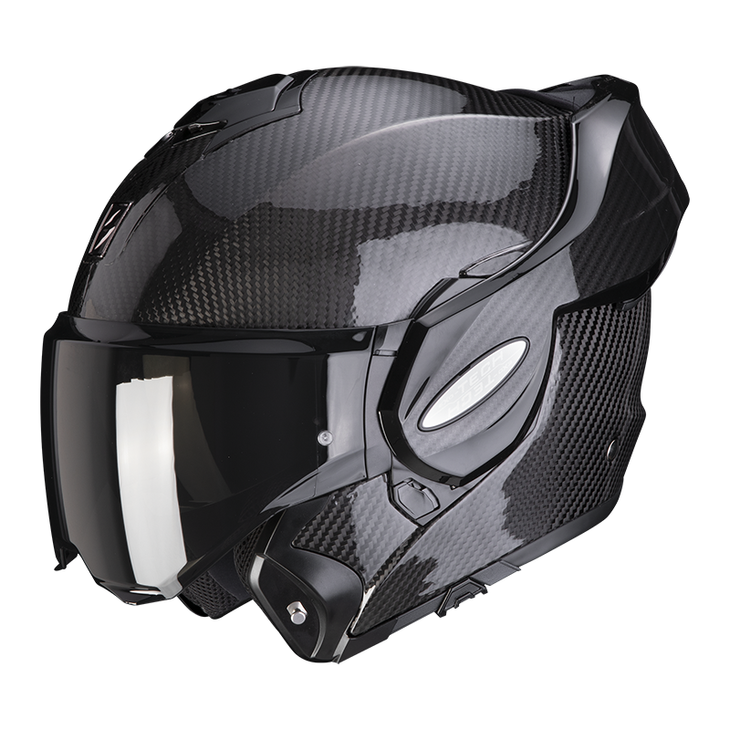 Modular motorcycle helmet with flip-up chin guard SCORPION EXO-TECH EVO ECE 22.06 CARBON - glossy