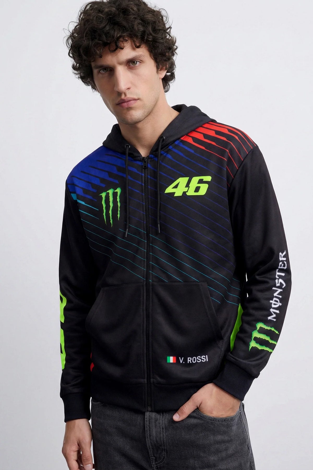 FELPA CON CAPPUCCIO E ZIP VR46 MONSTER
