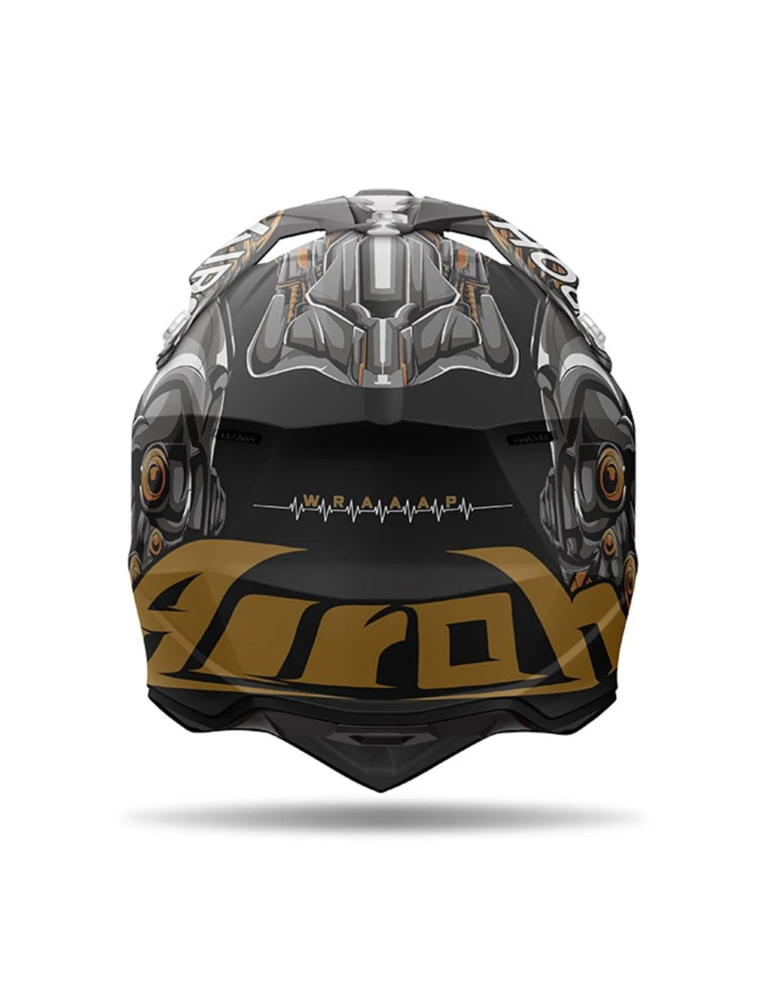 Casco cross Airoh Wraaap Cyborg - nero/marrone