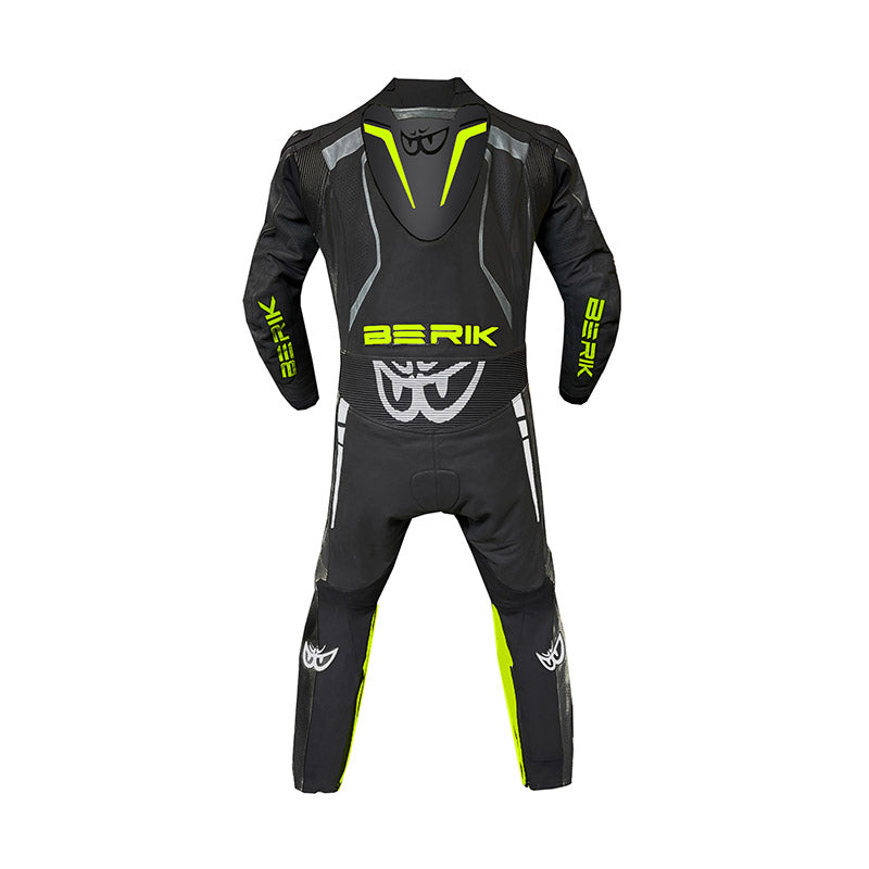 Tuta moto in pelle BERIK ENTRY LEVEL 2.0 - nero/bianco/giallo fluo