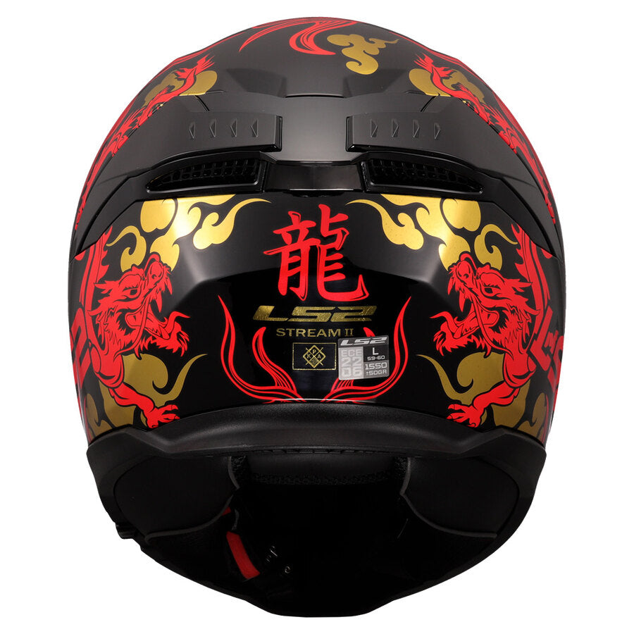LS2 FF808 STREAM II DRAKO Full Face Motorcycle Helmet - Black/Red/Gold