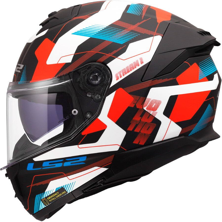 CASCO INTEGRALE LS2 STREAM II MIKA - Bianco - Blu - Rosso