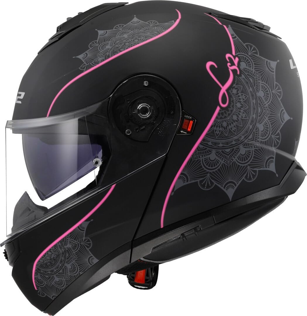 LS2 FF908 STROBE II LUX modular motorcycle helmet - matt black/pink 