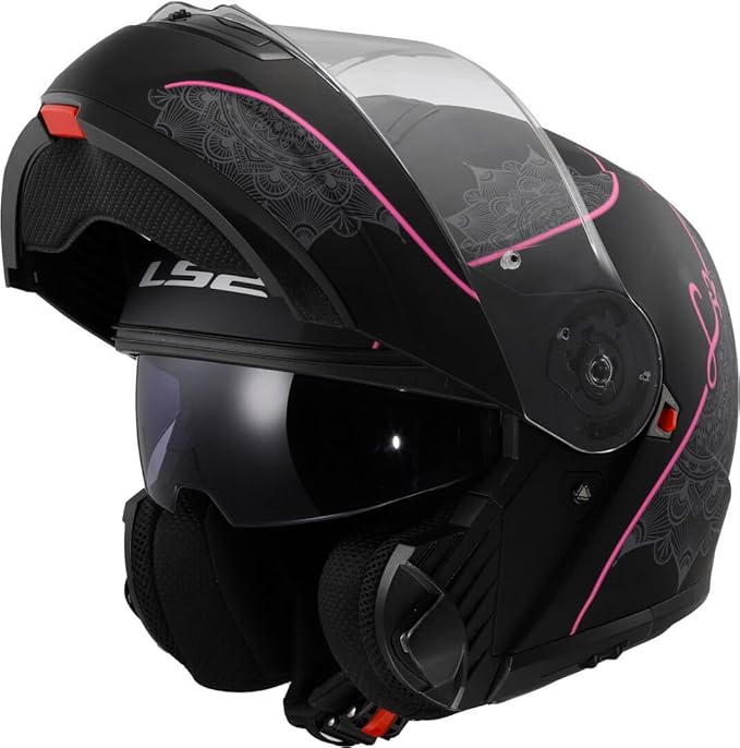 LS2 FF908 STROBE II LUX modular motorcycle helmet - matt black/pink 