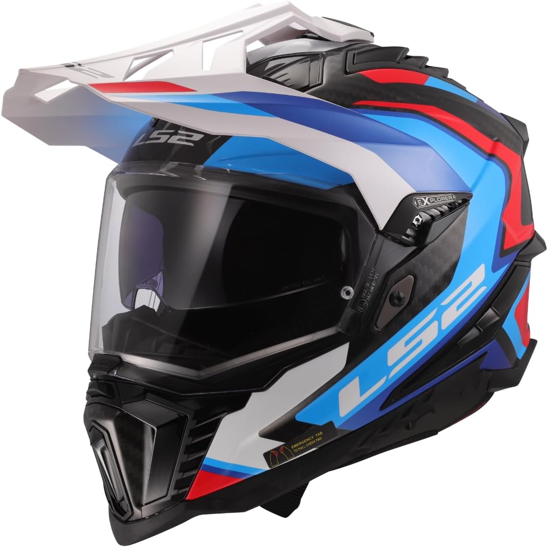 Cross helmet - LS2 MX701 EXPLORER carbon frontier II - white / blue