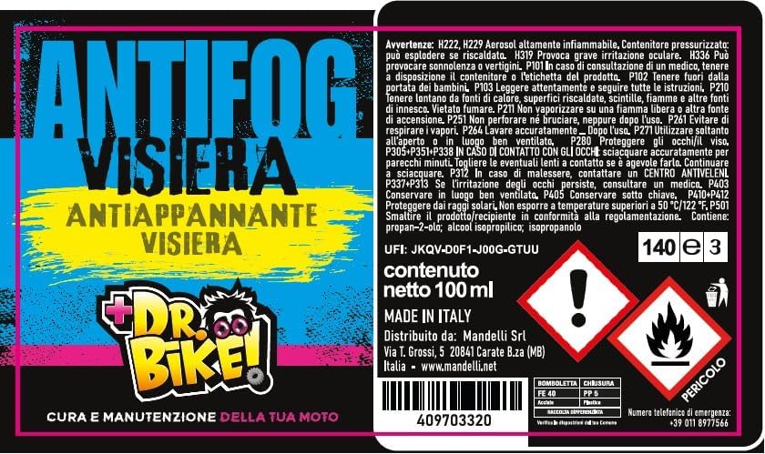 ANTIAPPANNANTE VISIERA DR.BIKE ANTIFOG 100ML