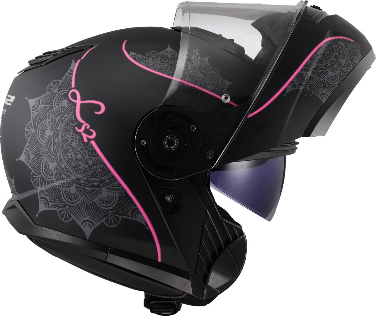 LS2 FF908 STROBE II LUX modular motorcycle helmet - matt black/pink 