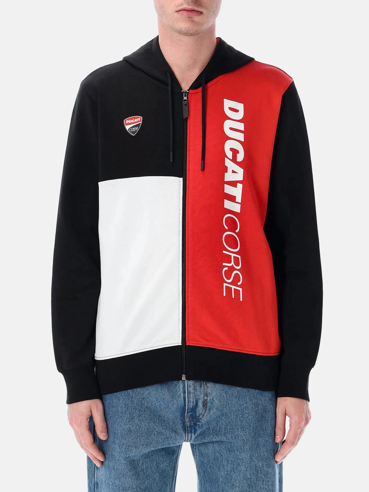 FELPA CON CAPPUCCIO E ZIP DUCATI CORSE COLOR BLOCK