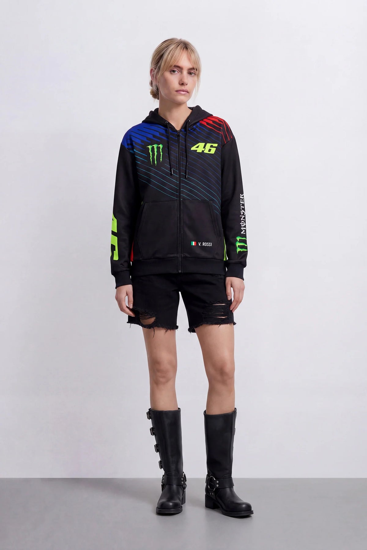 FELPA CON CAPPUCCIO E ZIP VR46 MONSTER